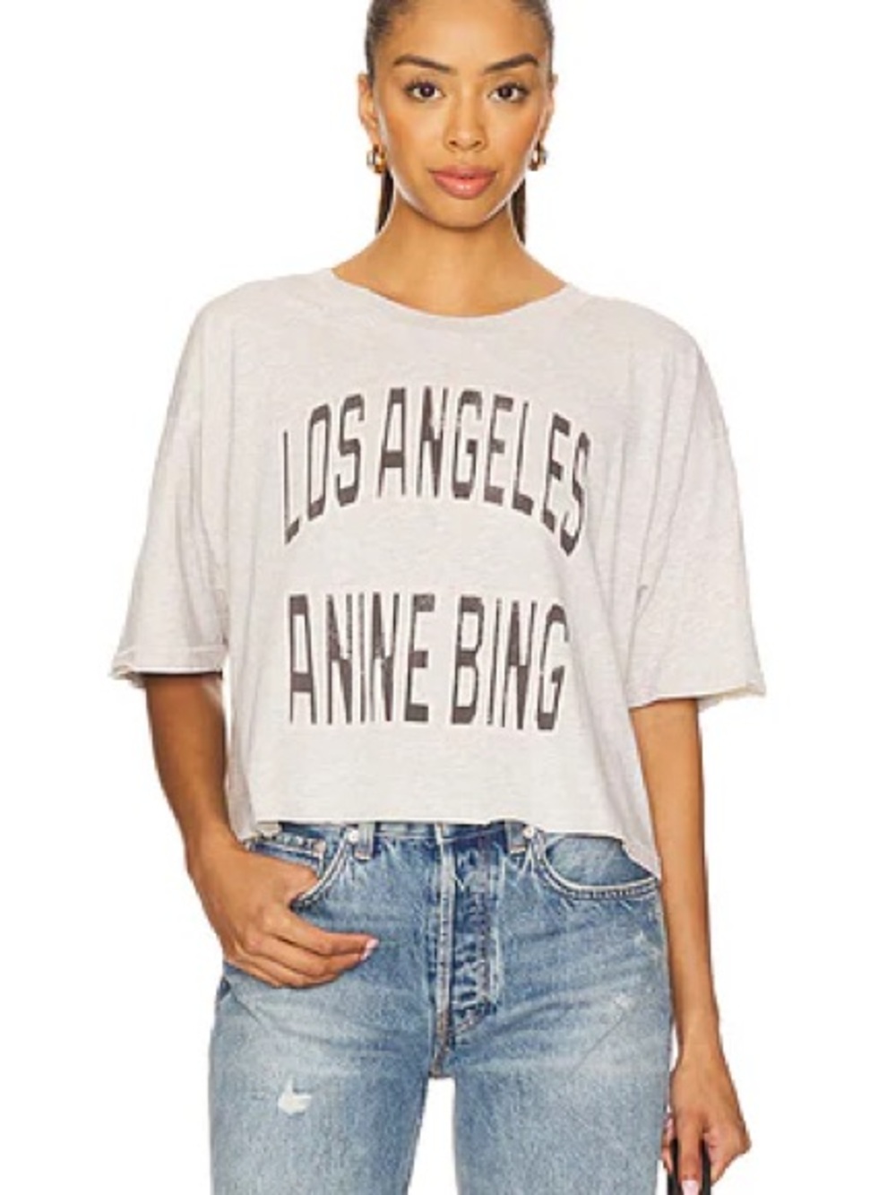 Anine Bing "Johnny" Cropped Los Angeles Graphic Tee Sz M NWT